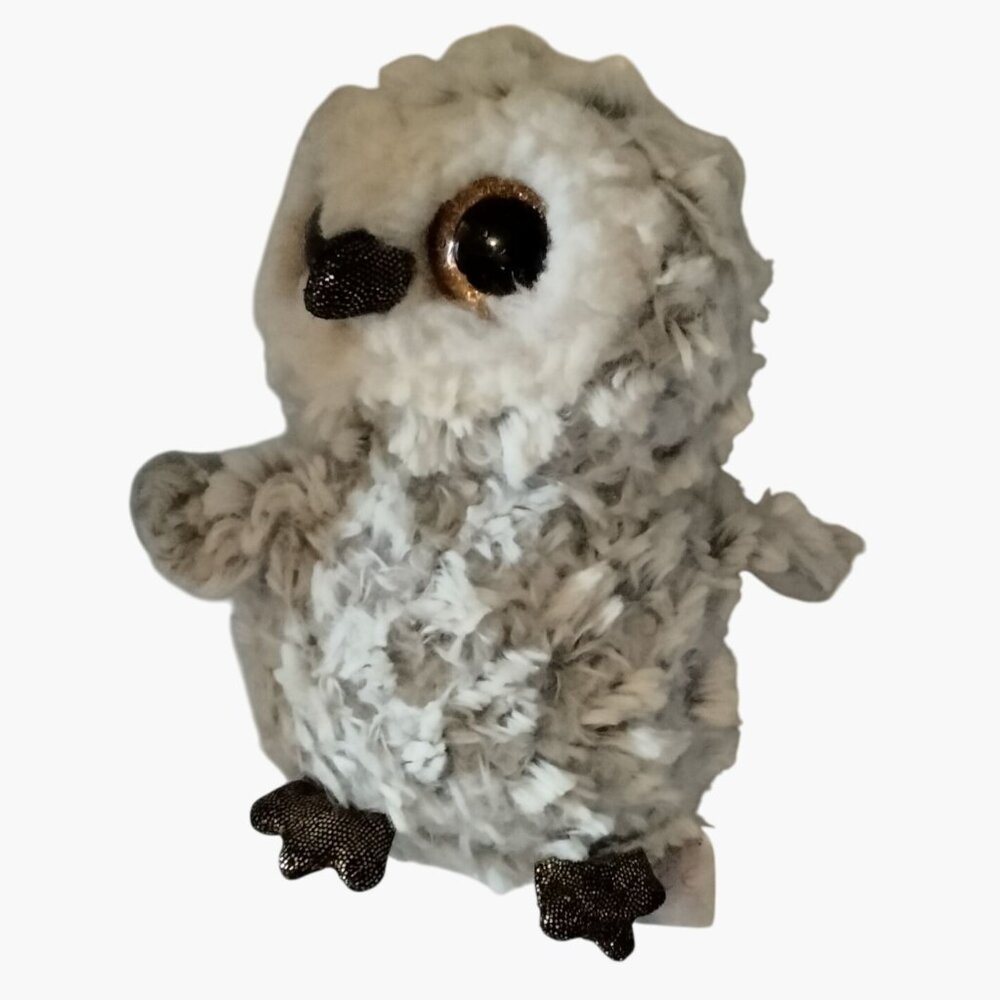 Ty Beanie Boos Owlette Plush Owl Gray White 6 inch Stuffed Animal Toy
